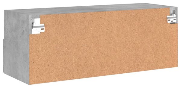 Betonszürke szerelt fa fali TV-szekrény 80 x 30 x 30 cm