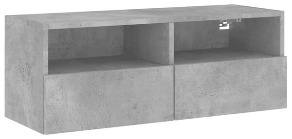 Betonszürke szerelt fa fali TV-szekrény 80 x 30 x 30 cm