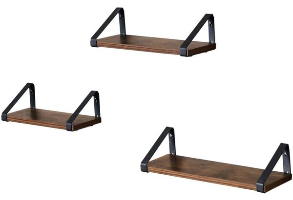 3 darabos fali polc szett, rusztikus barna 30/35/40cm