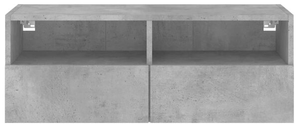 Betonszürke szerelt fa fali TV-szekrény 80 x 30 x 30 cm