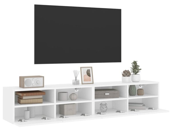 2 db fehér szerelt fa fali TV-szekrény 80 x 30 x 30 cm