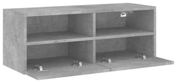 Betonszürke szerelt fa fali TV-szekrény 80 x 30 x 30 cm
