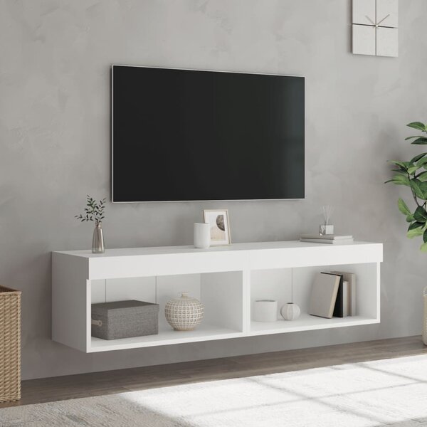 2 db fehér TV-szekrény LED-világítással 60 x 30 x 30 cm