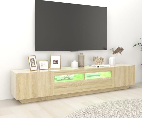Sonoma tölgy színű TV-szekrény LED-lámpákkal 200 x 35 x 40 cm