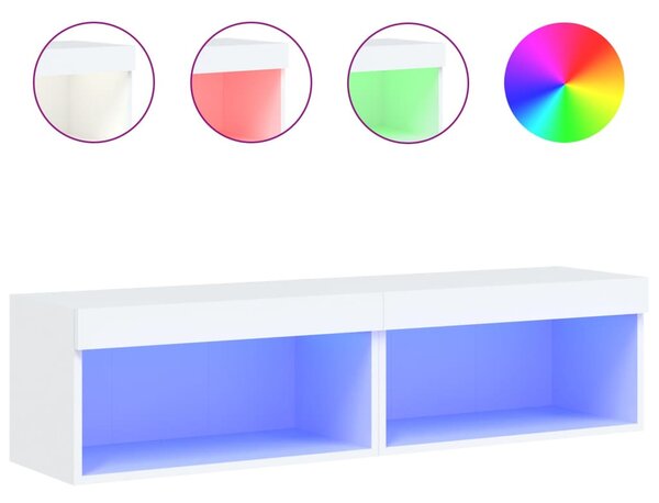 2 db fehér TV-szekrény LED-világítással 60 x 30 x 30 cm