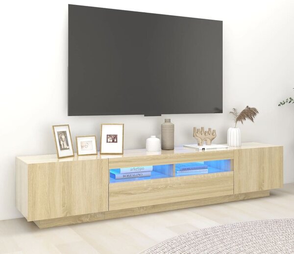 Sonoma tölgy színű TV-szekrény LED-lámpákkal 200 x 35 x 40 cm