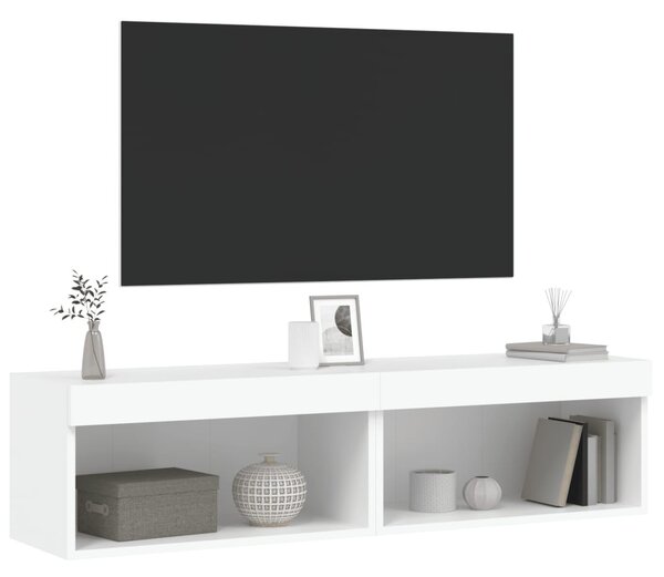 2 db fehér TV-szekrény LED-világítással 60 x 30 x 30 cm