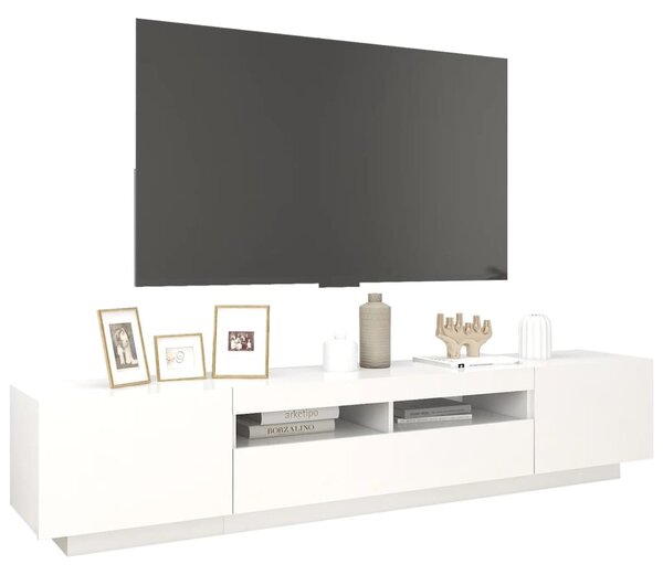 Fehér TV-szekrény LED-lámpákkal 200 x 35 x 40 cm