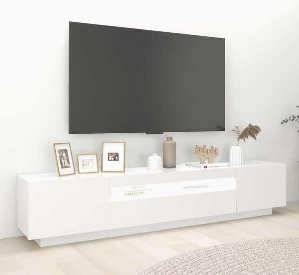 Fehér TV-szekrény LED-lámpákkal 200 x 35 x 40 cm