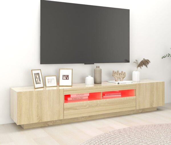Sonoma tölgy színű TV-szekrény LED-lámpákkal 200 x 35 x 40 cm