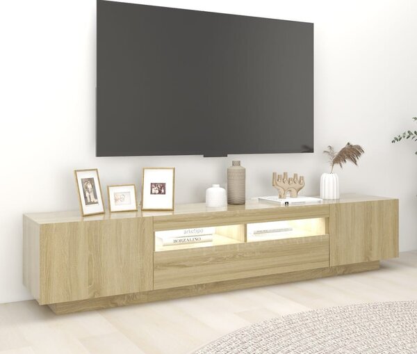 Sonoma tölgy színű TV-szekrény LED-lámpákkal 200 x 35 x 40 cm