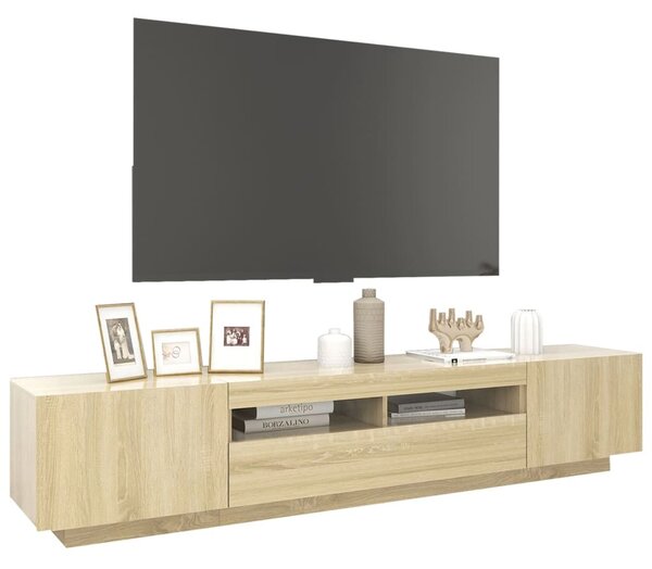 Sonoma tölgy színű TV-szekrény LED-lámpákkal 200 x 35 x 40 cm