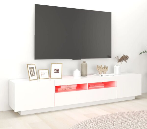 Fehér TV-szekrény LED-lámpákkal 200 x 35 x 40 cm