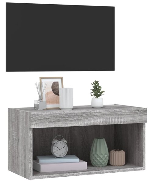 Szürke sonoma színű TV-szekrény LED-világítással 60x30x30 cm