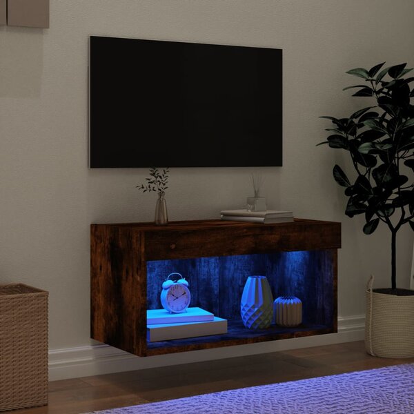 Füstös tölgy színű TV-szekrény LED-világítással 60 x 30 x 30 cm