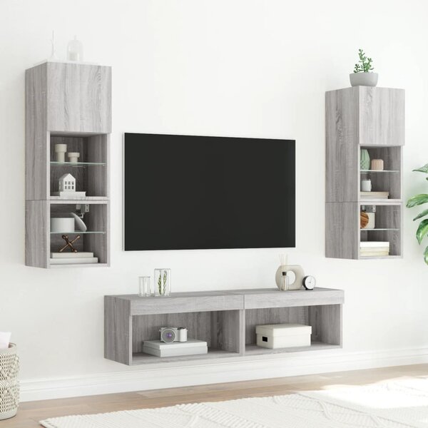 Szürke sonoma színű TV-szekrény LED-világítással 60x30x30 cm