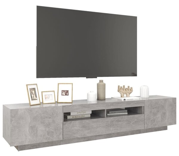 Betonszürke TV-szekrény LED-lámpákkal 200 x 35 x 40 cm