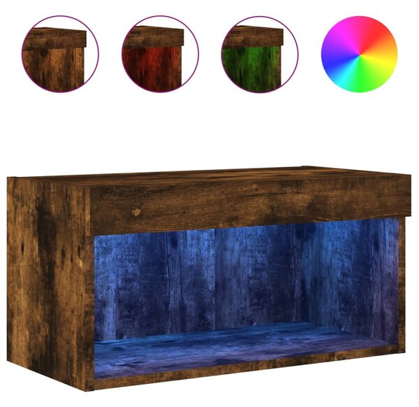 Füstös tölgy színű TV-szekrény LED-világítással 60 x 30 x 30 cm