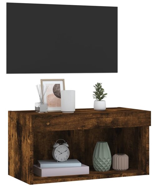 Füstös tölgy színű TV-szekrény LED-világítással 60 x 30 x 30 cm