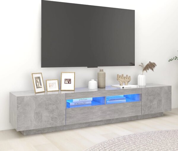 Betonszürke TV-szekrény LED-lámpákkal 200 x 35 x 40 cm