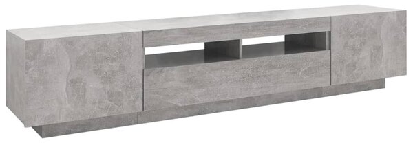 Betonszürke TV-szekrény LED-lámpákkal 200 x 35 x 40 cm
