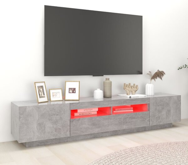 Betonszürke TV-szekrény LED-lámpákkal 200 x 35 x 40 cm