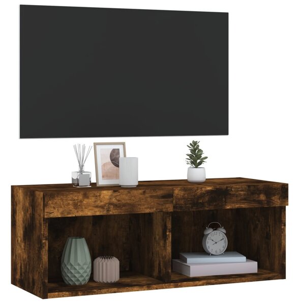 Füstös tölgy színű TV-szekrény LED-világítással 80 x 30 x 30 cm