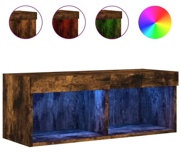 Füstös tölgy színű TV-szekrény LED-világítással 80 x 30 x 30 cm