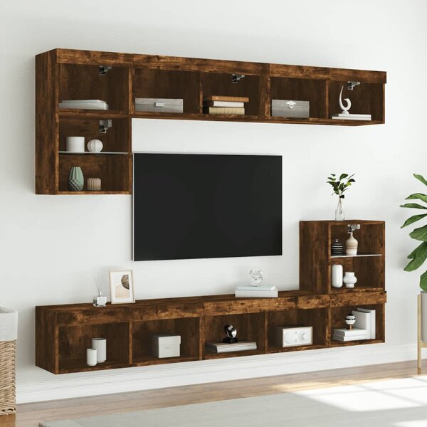 Füstös tölgy színű TV-szekrény LED-világítással 80 x 30 x 30 cm