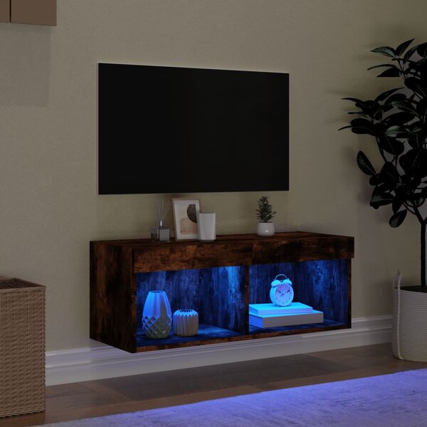 Füstös tölgy színű TV-szekrény LED-világítással 80 x 30 x 30 cm
