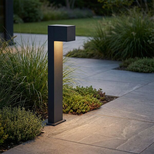 Kültéri lámpa fekete 65 cm LED-del IP64-es védettséggel, halvány fénnyel és napelemmel - Charlene