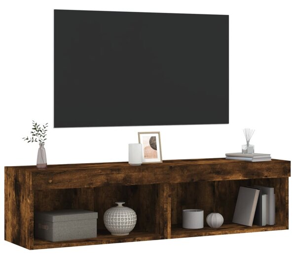 2 db füstös tölgy színű TV-szekrény LED-ekkel 60 x 30 x 30 cm