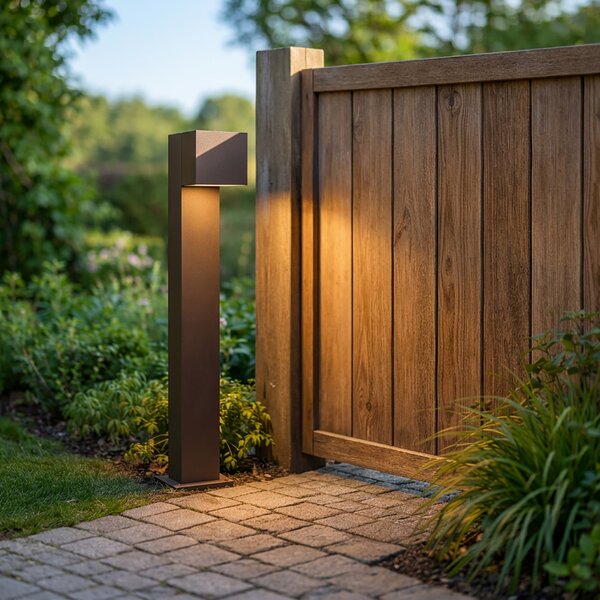 Kültéri lámpa rozsdabarna 65 cm LED-del IP64-es védettséggel, halvány fénnyel és napelemmel - Charlene
