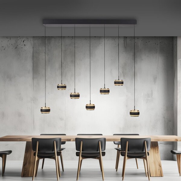 Függőlámpa PURE, Falling Rings, dimmable, Fekete, Nappali, Fém, Modern