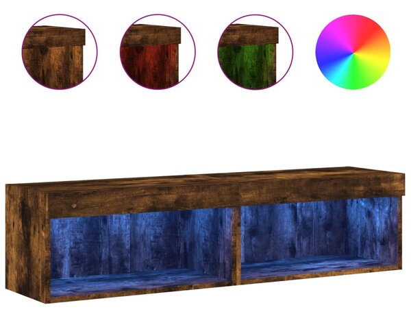 2 db füstös tölgy színű TV-szekrény LED-ekkel 60 x 30 x 30 cm