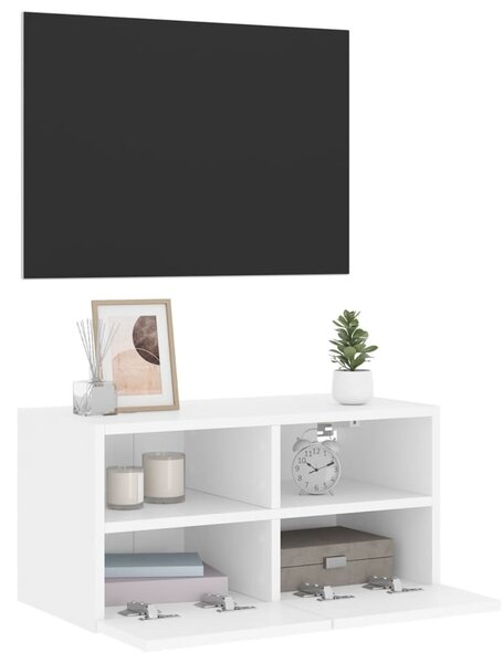 Fehér szerelt fa fali TV-szekrény 60 x 30 x 30 cm