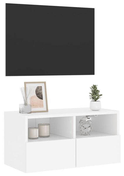 Fehér szerelt fa fali TV-szekrény 60 x 30 x 30 cm