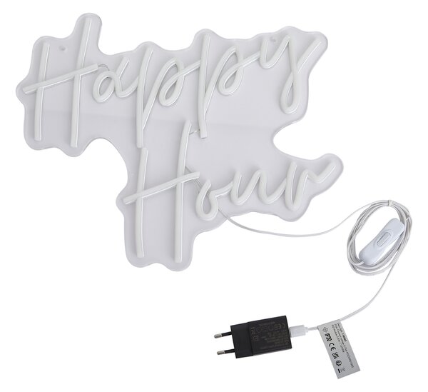 Neon fali lámpa fehér LED-del - Happy Hour