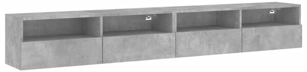 2 db betonszürke szerelt fa fali TV-szekrény 100x30x30 cm