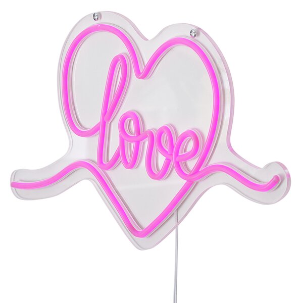 Neon fali lámpa rózsaszín LED-del - Love