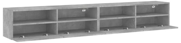 2 db betonszürke szerelt fa fali TV-szekrény 100x30x30 cm