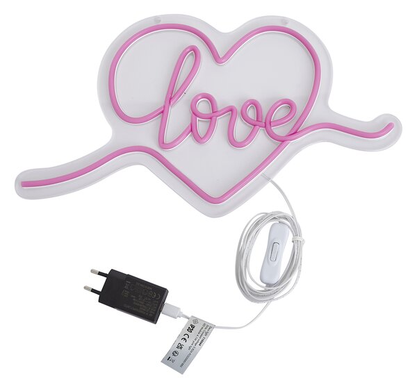 Neon fali lámpa rózsaszín LED-del - Love