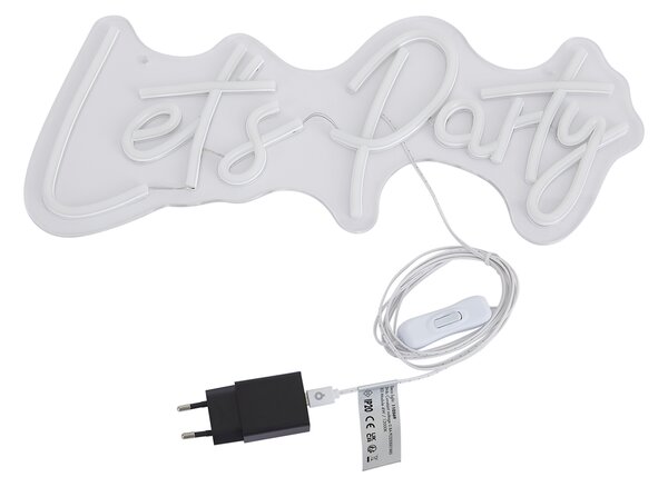 Neon fali lámpa fehér LED-del - Let's Party