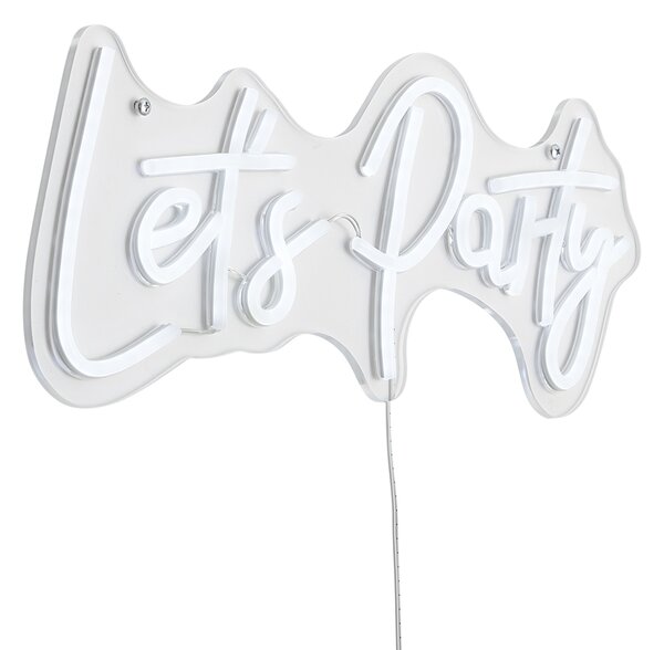 Neon fali lámpa fehér LED-del - Let's Party