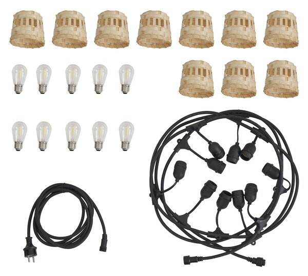 8 méteres bambusz fényfüzér dugóval, 10 LED-del, IP44 - Ibiz