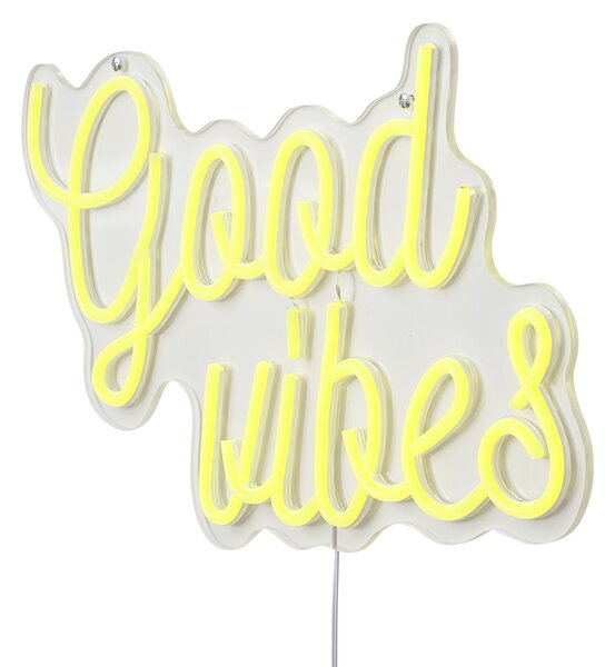 Neon fali lámpa sárga LED-del - Good Vibes