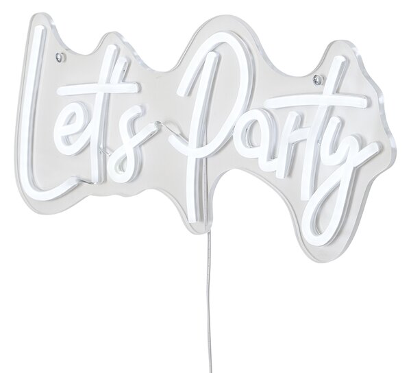 Neon fali lámpa fehér LED-del - Let's Party