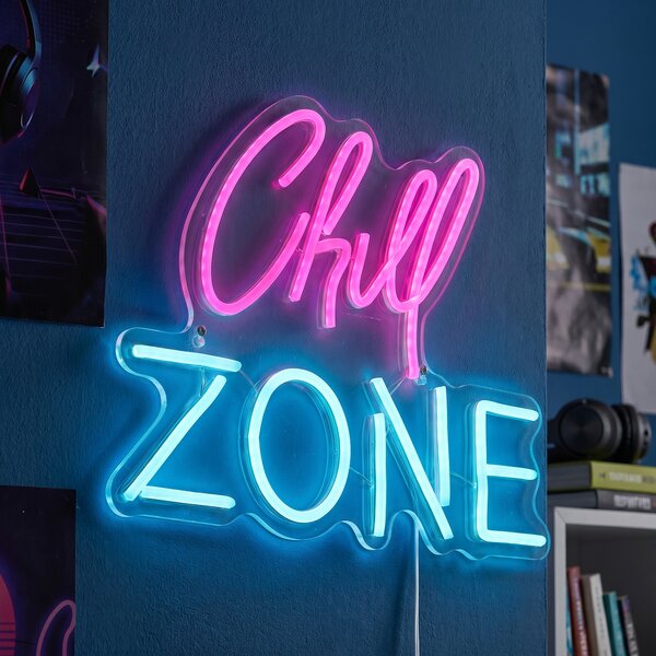 Neon fali lámpa rózsaszín és kék LED-del - Chill Zone