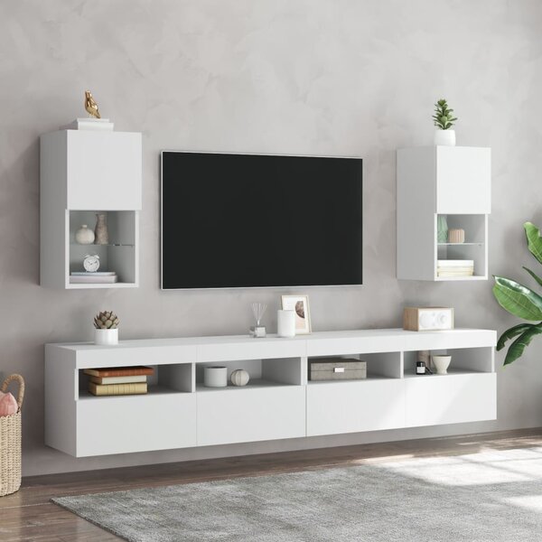 2 db fehér TV-szekrény LED-lámpákkal 30,5x30x60 cm