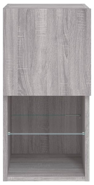 2 db szürke sonoma TV-szekrény LED lámpákkal 30,5x30x60 cm